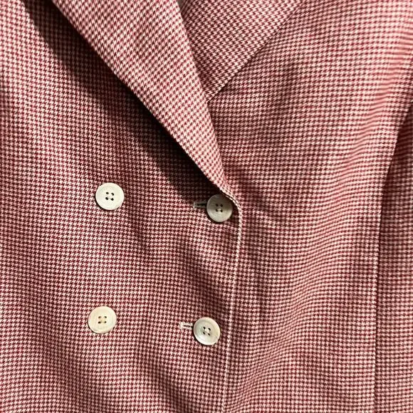 Brooks Brothers Blazer  Womens 10 Red Houndstooth Wool Fall Holiday Jacket - Picture 4 of 8